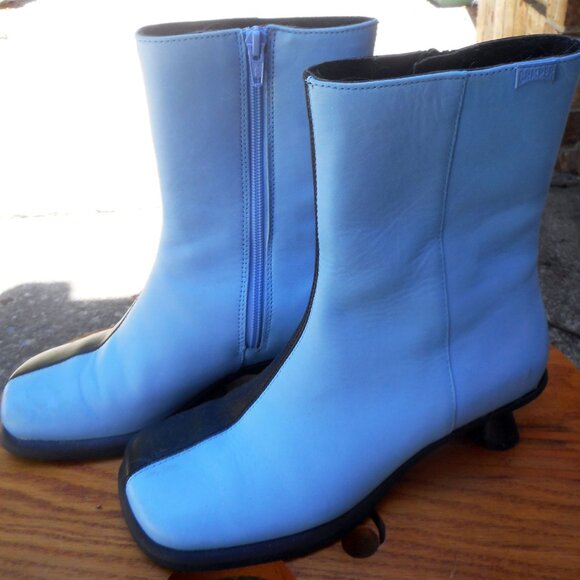 CAMPER Twins Two Tone Colorblock Black Blue Leather Boots Size US 7 - Picture 3 of 4